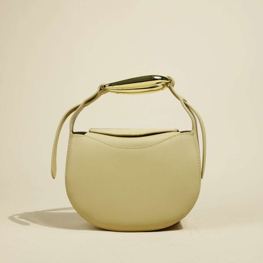 Mini Bag Tonda Western Style – Tracolla Elegante con Manico Dorato