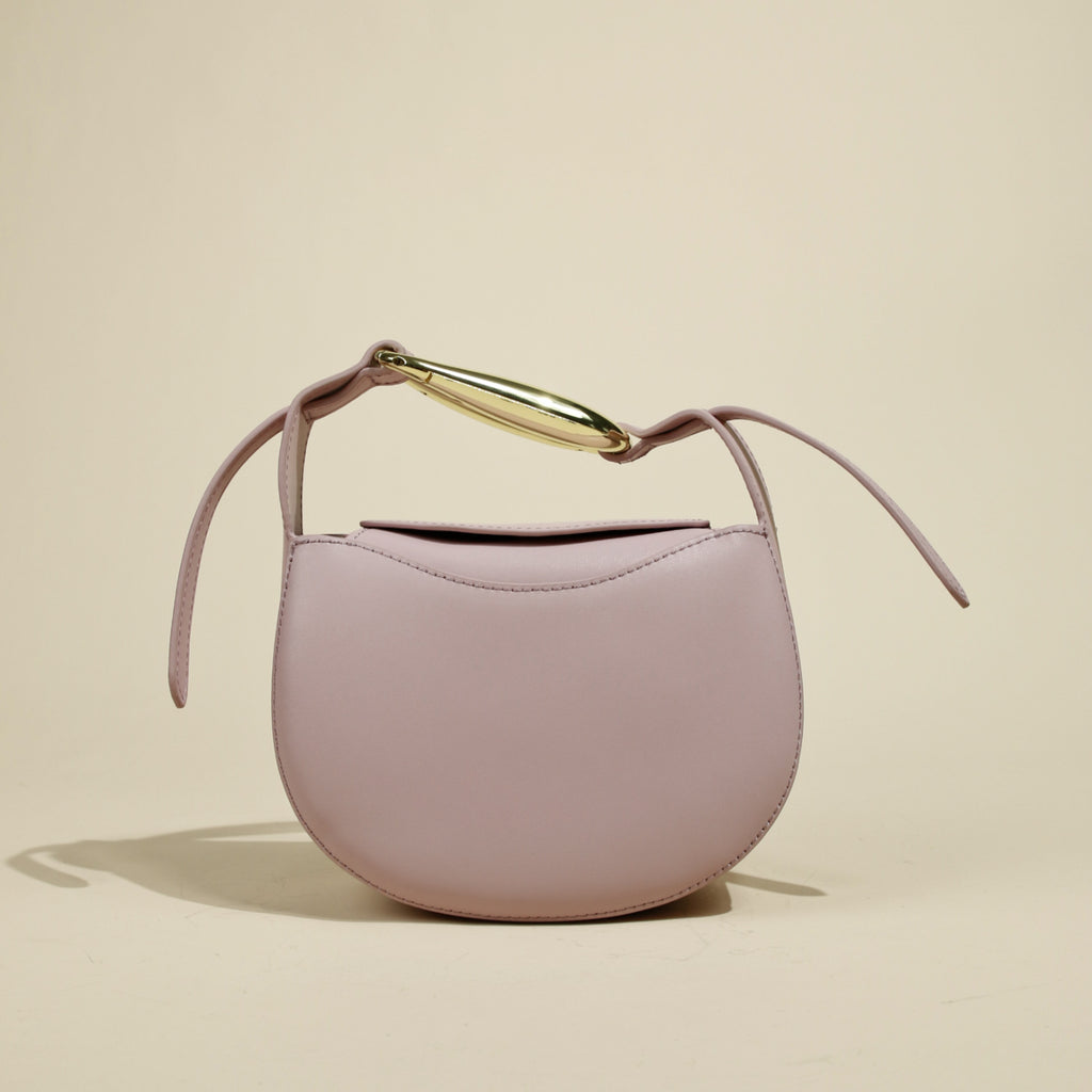Mini Bag Tonda Western Style – Tracolla Elegante con Manico Dorato