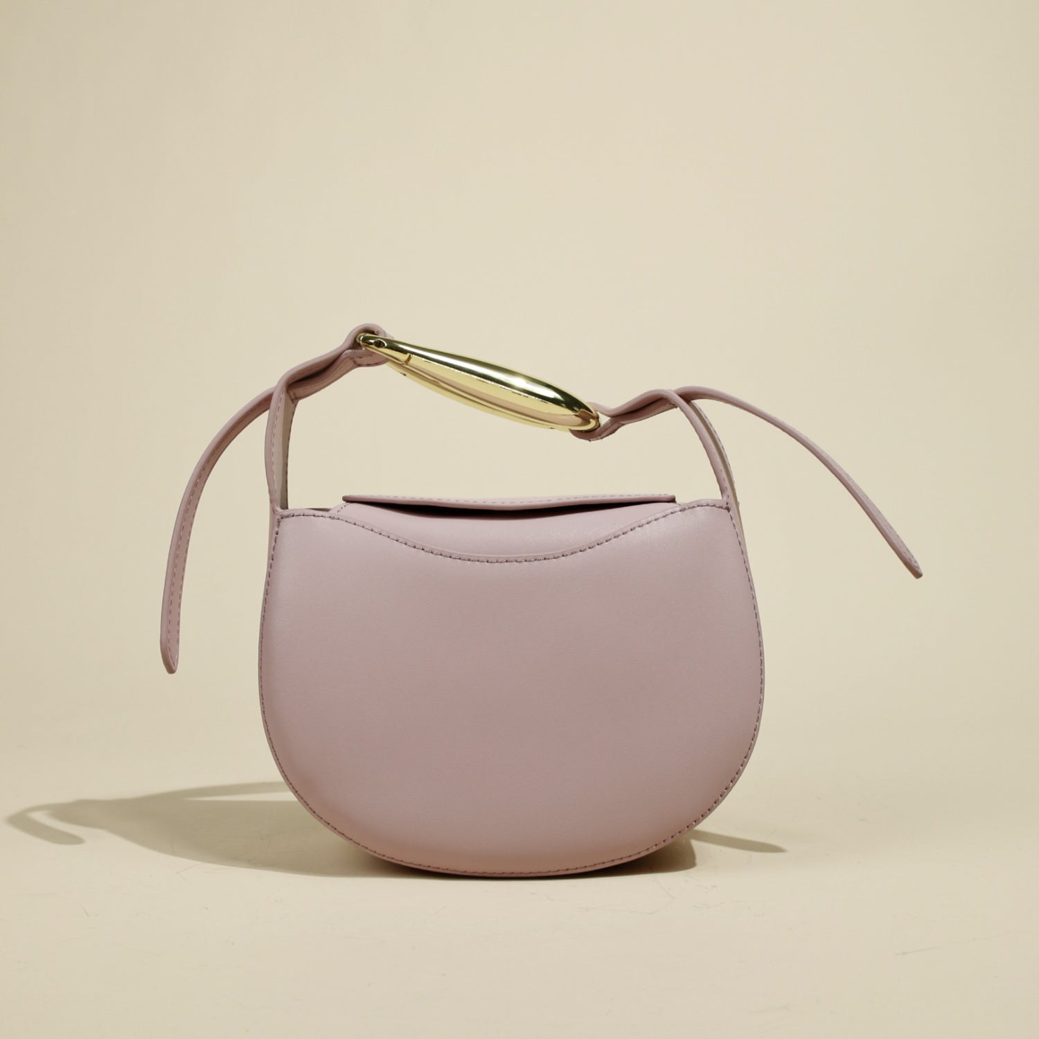 Mini Bag Tonda Western Style – Tracolla Elegante con Manico Dorato