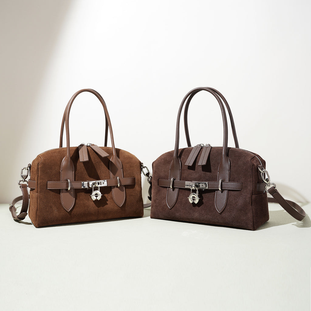 Borsa Boston Bimaterico Camoscio & Pelle — Street Fashion di Lusso | AYA BORSE - AYA BORSE 