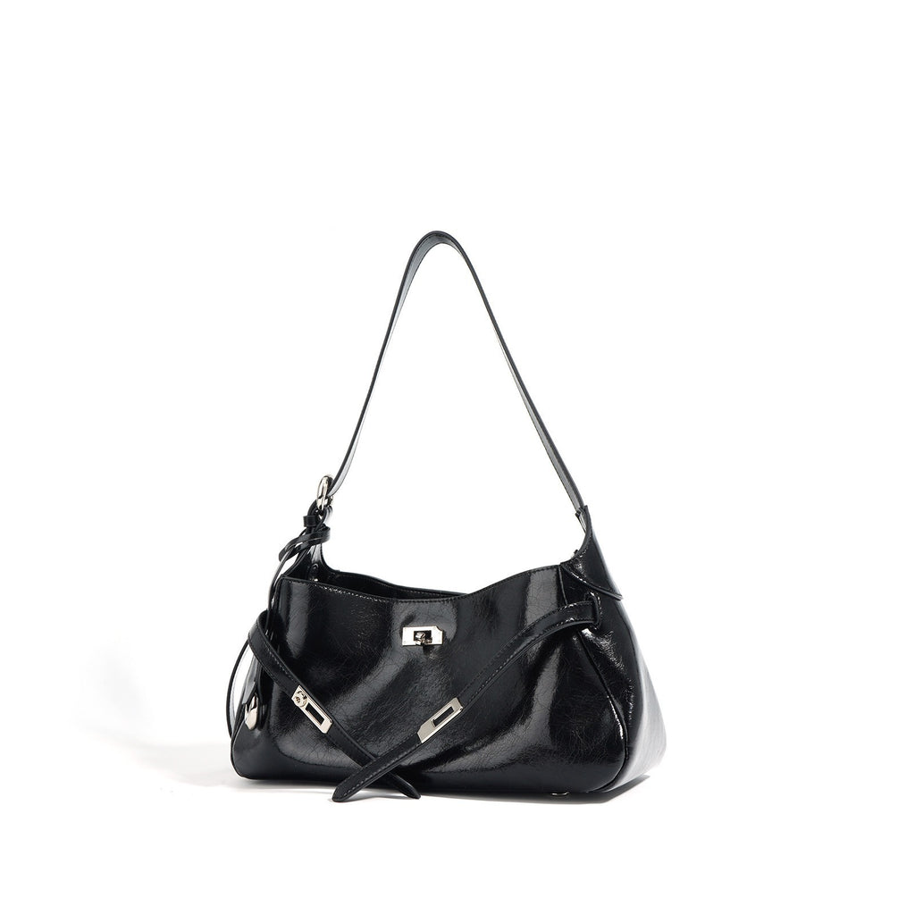 Borsa Hobo Ascellare in Vera Pelle Verniciata — Business Chic Contemporaneo | AYA BORSE - AYA BORSE 