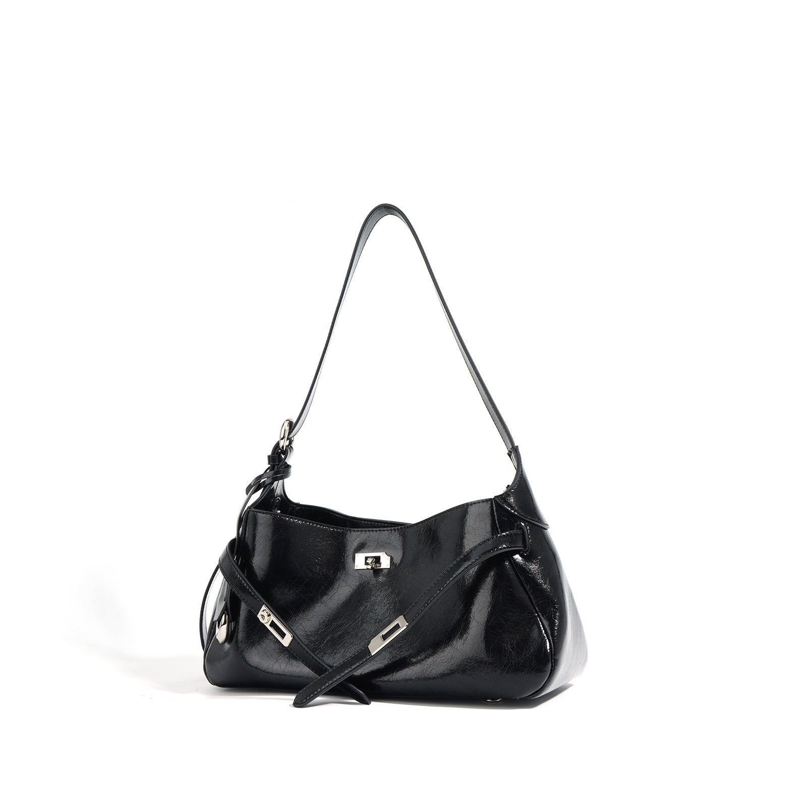 Borsa Hobo Ascellare in Vera Pelle Verniciata — Business Chic Contemporaneo | AYA BORSE - AYA BORSE 