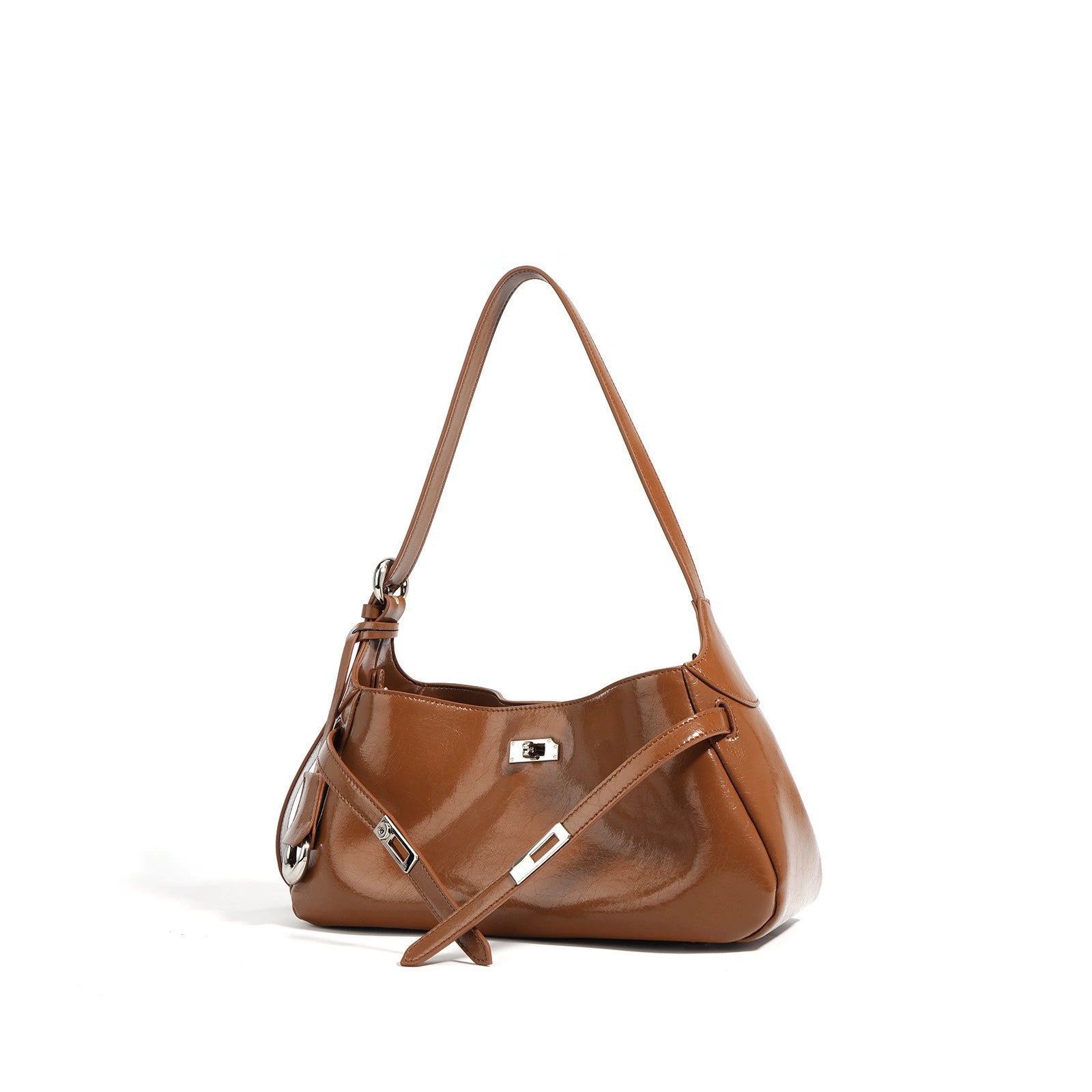 Borsa Hobo Ascellare in Vera Pelle Verniciata — Business Chic Contemporaneo | AYA BORSE - AYA BORSE 