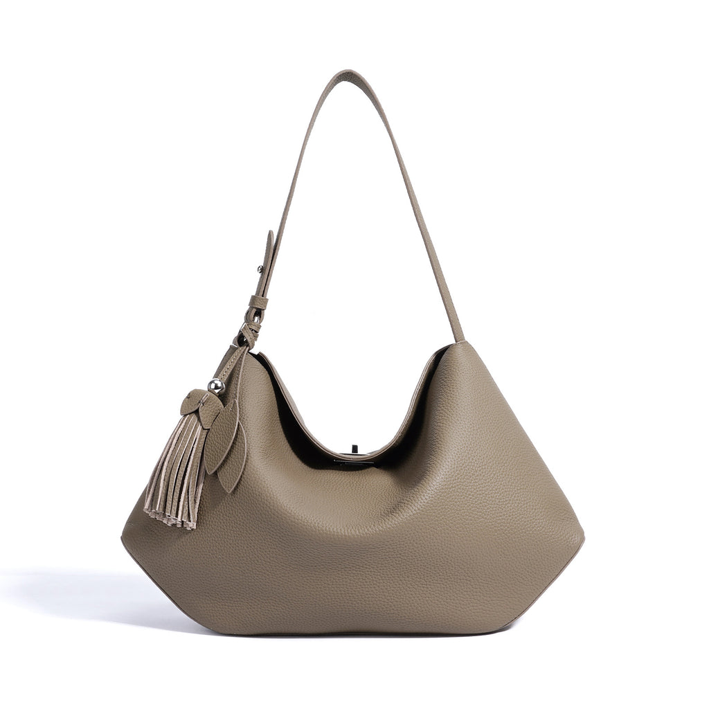 Borsa Hobo Grande in Vera Pelle con Nappina — Base Geometrica e Grande Capacità - AYA BORSE 