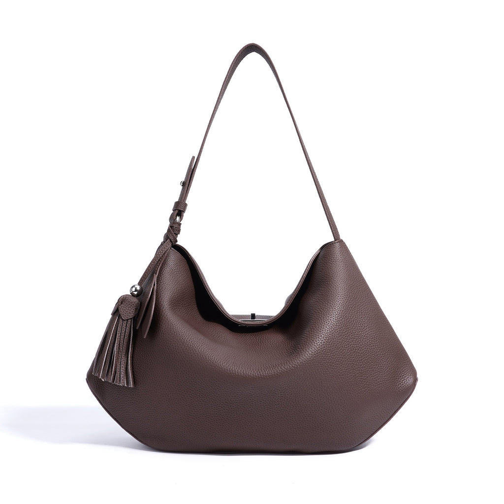 Borsa Hobo Grande in Vera Pelle con Nappina — Base Geometrica e Grande Capacità - AYA BORSE 
