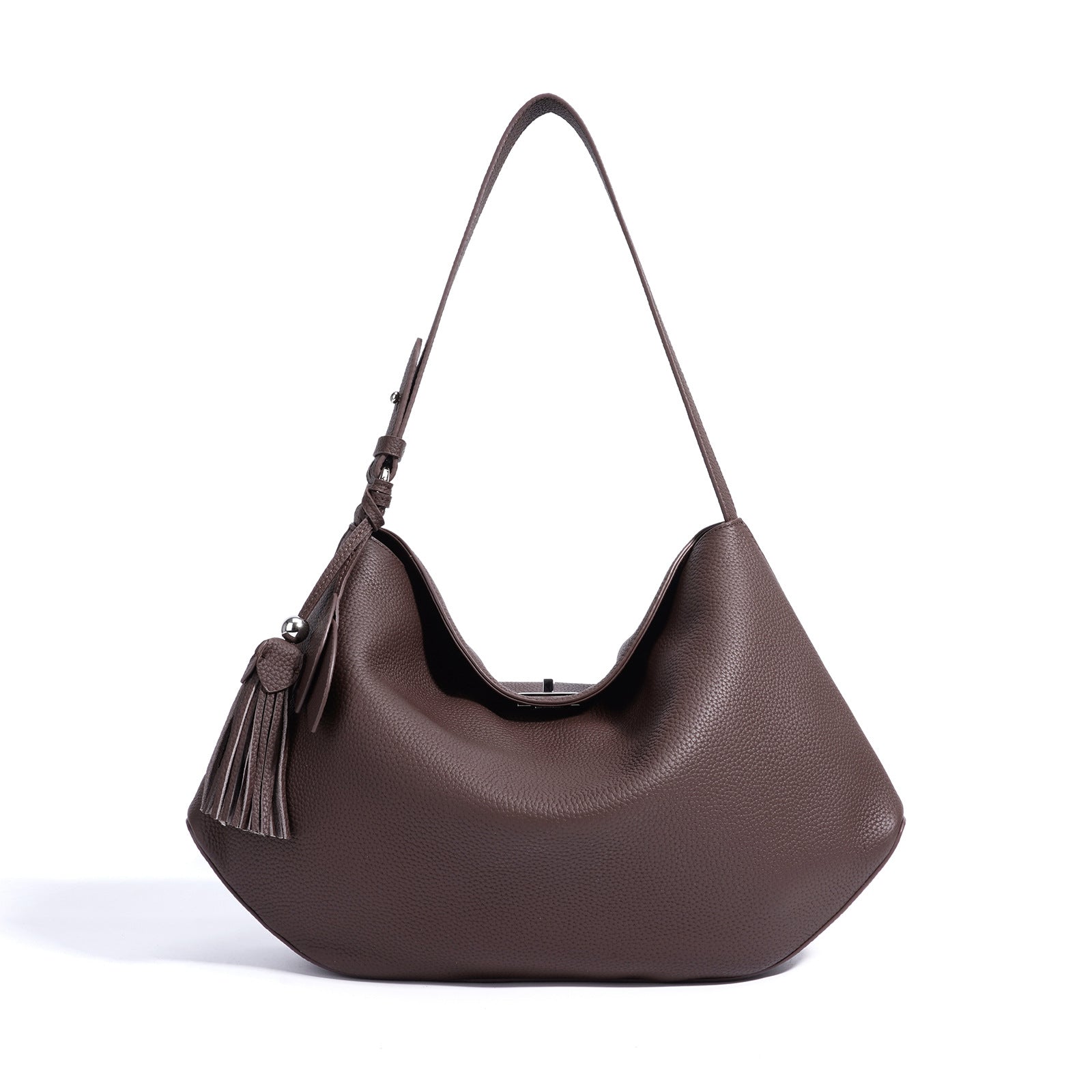 Borsa Hobo Grande in Vera Pelle con Nappina — Base Geometrica e Grande Capacità - AYA BORSE 