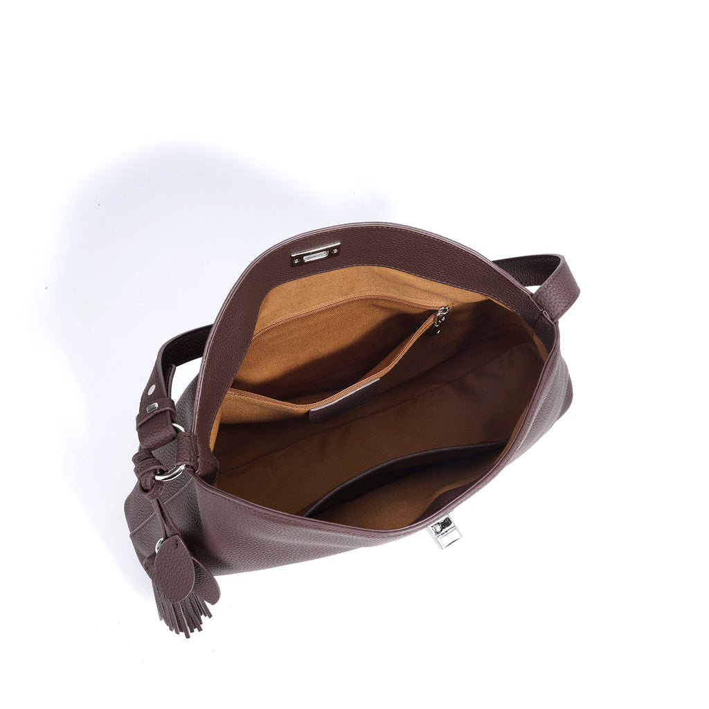 Borsa Hobo Grande in Vera Pelle con Nappina — Base Geometrica e Grande Capacità - AYA BORSE 