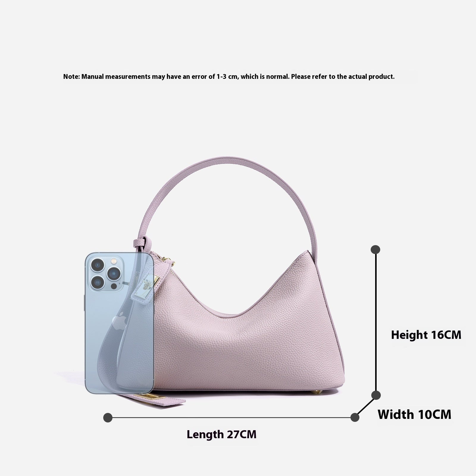 Borsa Hobo Triangolare in Vera Pelle con Fibbia Lock Gold — Minimal Luxe - AYA BORSE 