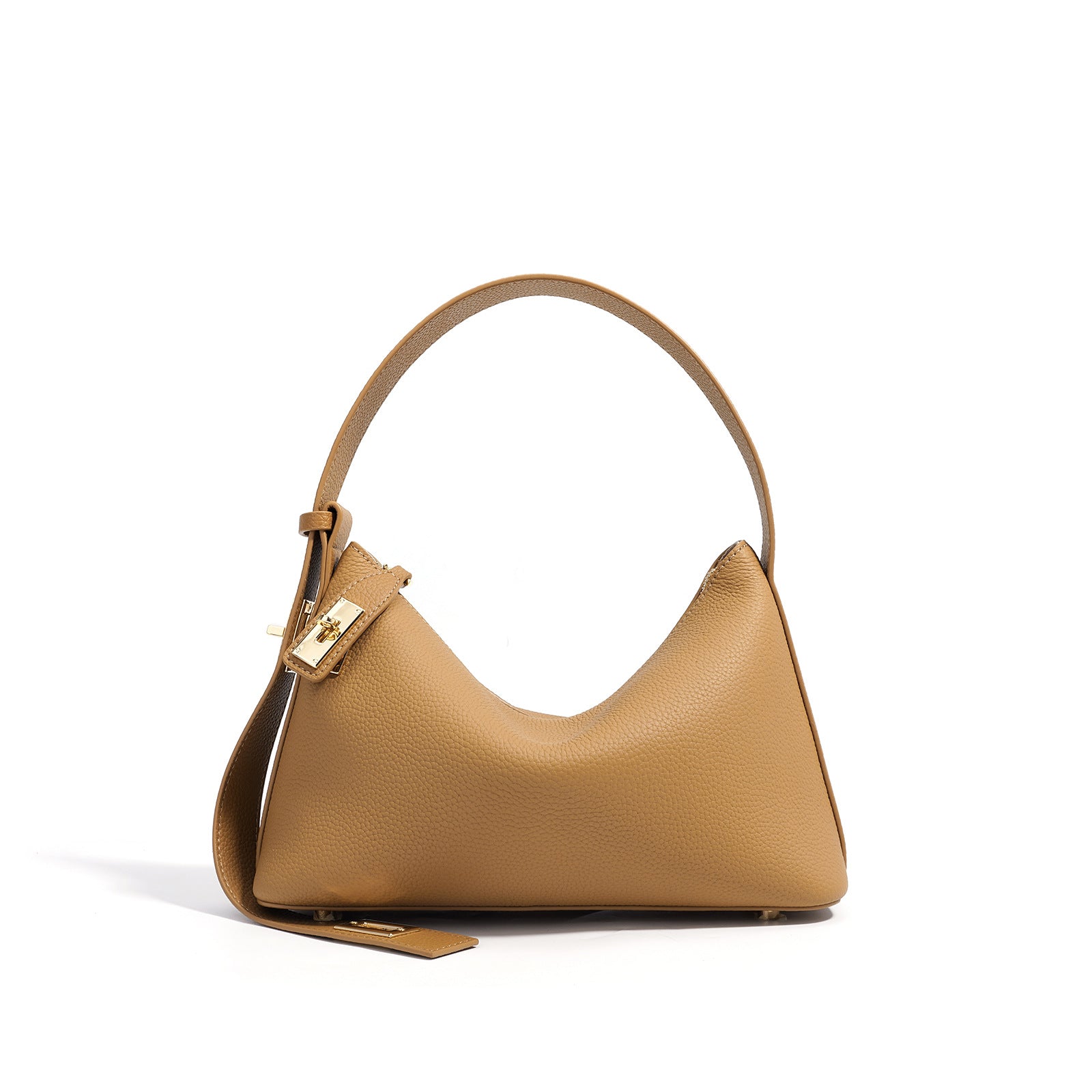 Borsa Hobo Triangolare in Vera Pelle con Fibbia Lock Gold — Minimal Luxe - AYA BORSE 