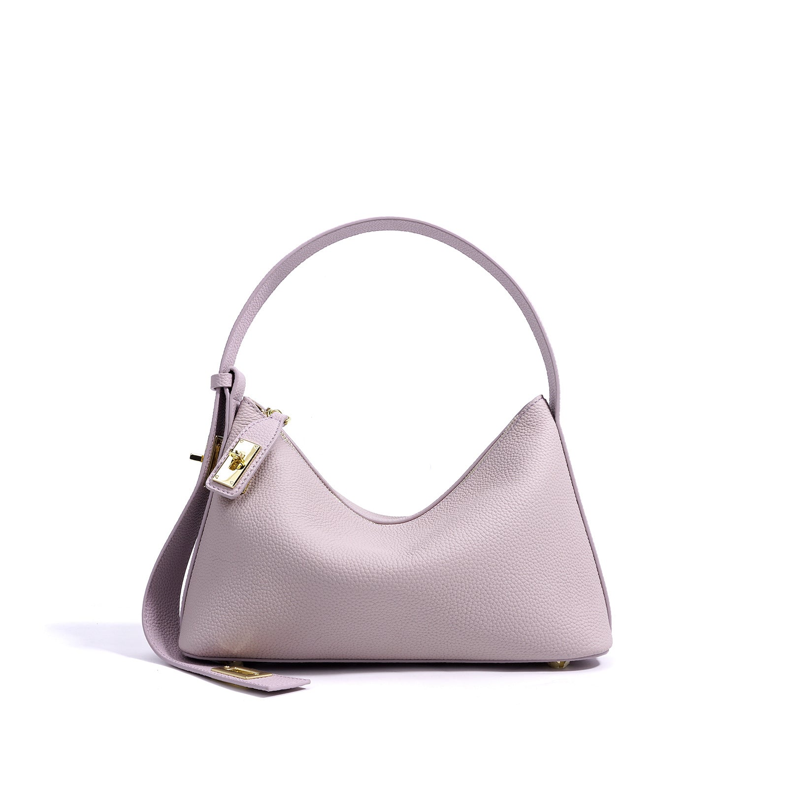 Borsa Hobo Triangolare in Vera Pelle con Fibbia Lock Gold — Minimal Luxe - AYA BORSE 