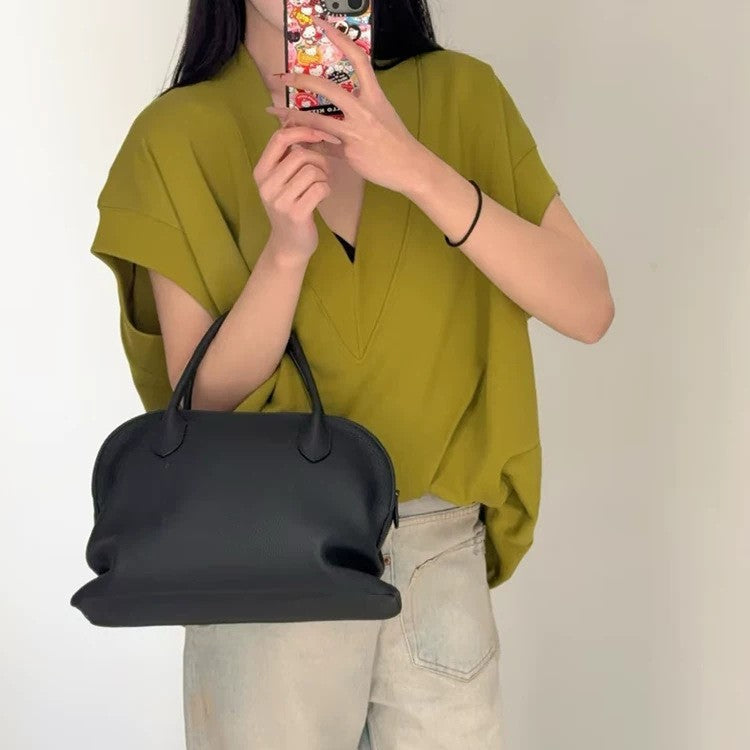 Borsa Shell in Vera Pelle Bovina — Old Money Minimalismo Assoluto | AYA BORSE - AYA BORSE 