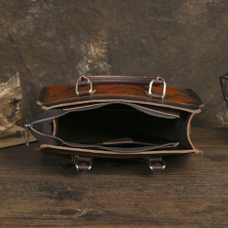 Nuova borsa a tracolla da donna in pelle bovina pieno fiore con un versatile motivo in rilievo - AYA BORSE