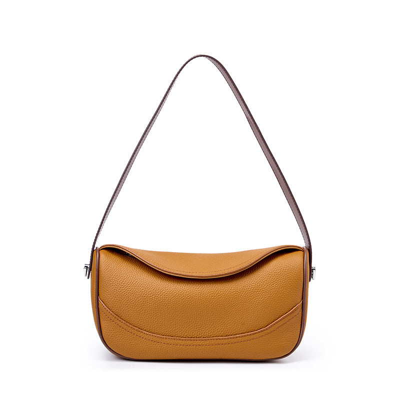 Borsa a Spalla in Vera Pelle Scalp Bovina — Tracolla Larga & Zip