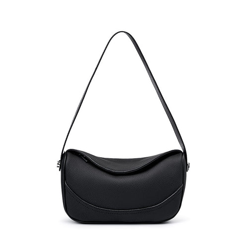 Borsa a Spalla in Vera Pelle Scalp Bovina — Tracolla Larga & Zip