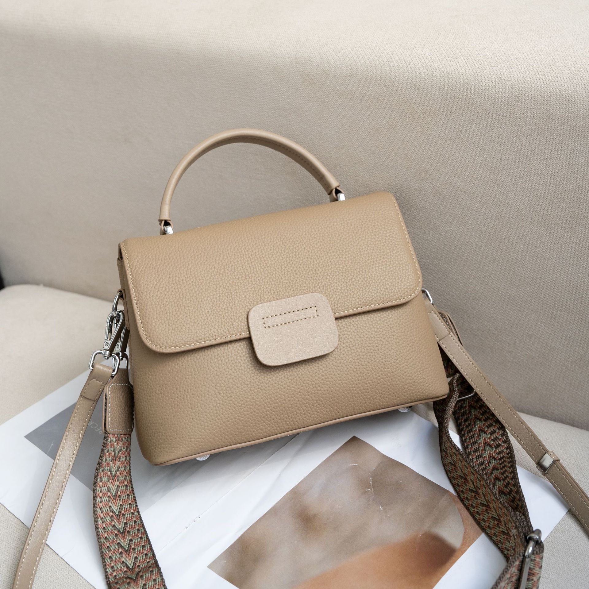 Borsa tote da donna in pelle pieno fiore, grande capacità