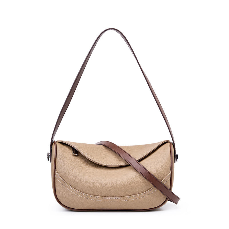 Borsa a Spalla in Vera Pelle Scalp Bovina — Tracolla Larga & Zip