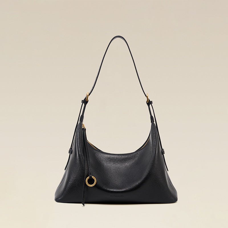 Borsa a tracolla sottobraccio in vera pelle di grande capacità