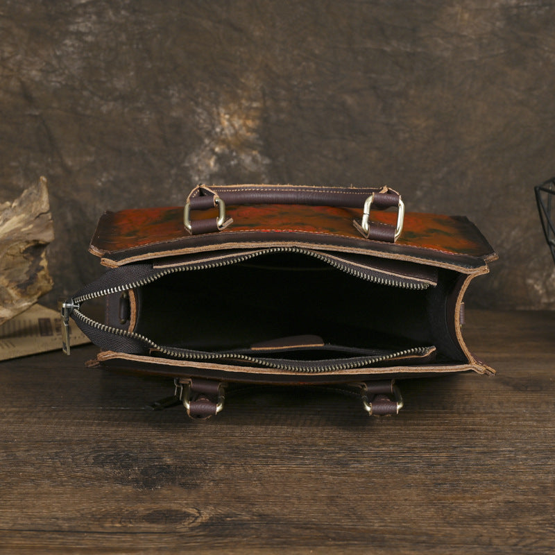 Nuova borsa a tracolla da donna in pelle bovina pieno fiore con un versatile motivo in rilievo