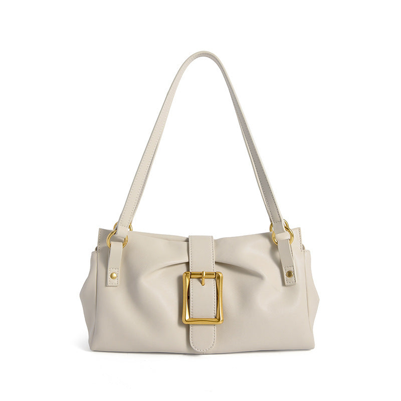 Borsa a Spalla in Vera Pelle Bovina con Fibbia Gold — Retro Chic