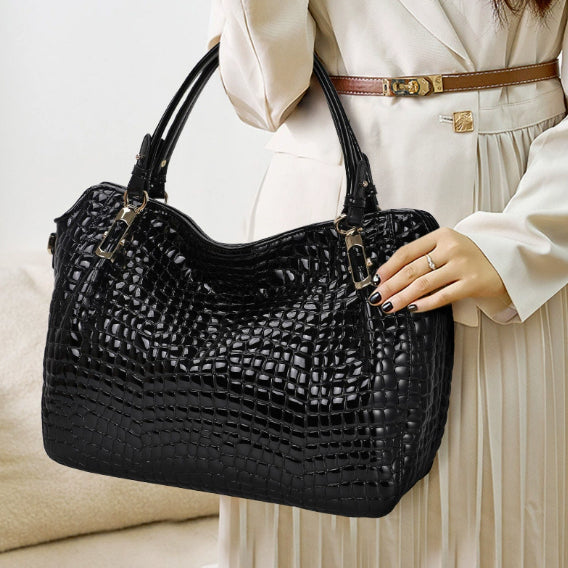 Borsa tote casual da donna grande in vera pelle