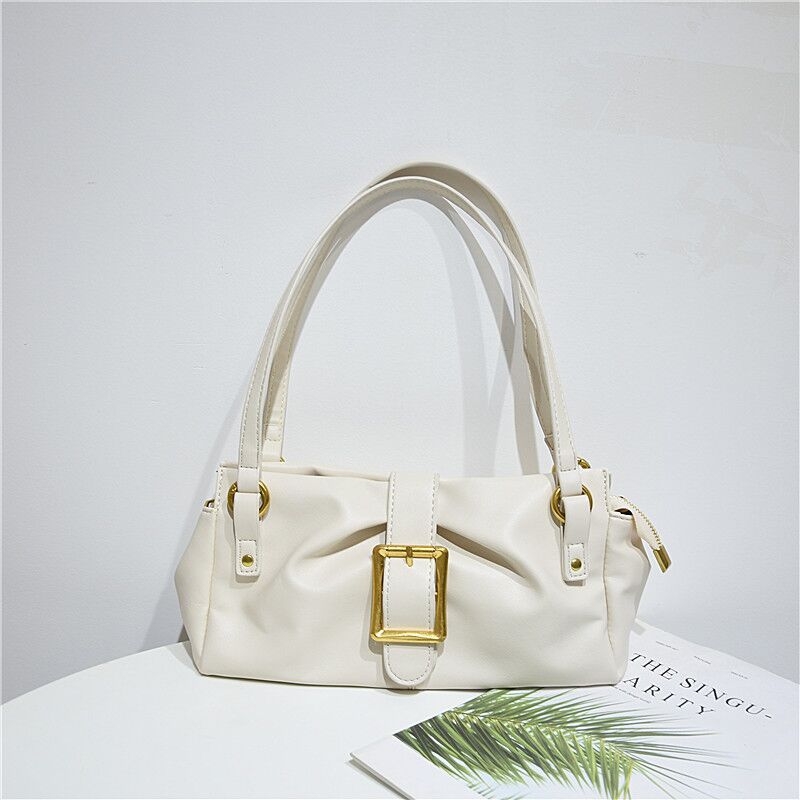 Borsa a Spalla in Vera Pelle Bovina con Fibbia Gold — Retro Chic