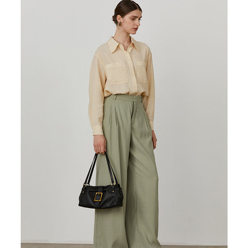 Borsa a Spalla in Vera Pelle Bovina con Fibbia Gold — Retro Chic